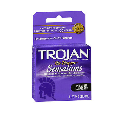 Her Pleasure Sensations Lubricated Latex Condoms 3 Each by Trojan