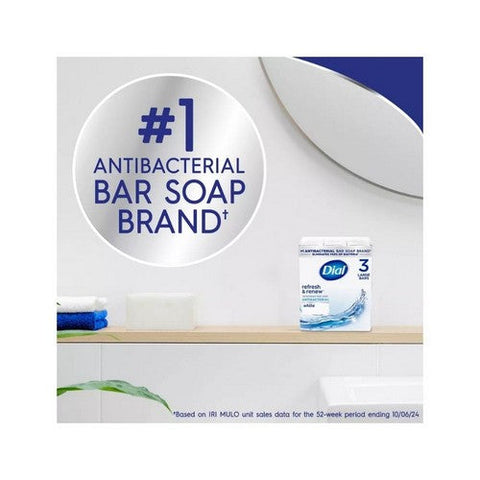 Dial, Refresh And Renew Antibacterial Deodorant Bar Soap White, 3 X 4 Oz bars