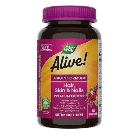 Alive! Hair, Skin And Nails Premium Gummies 60 Count by Nature's Way