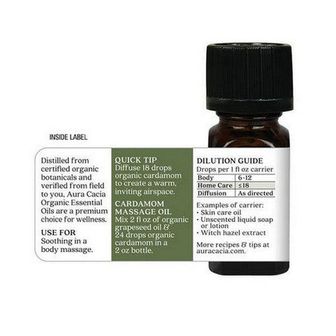Aura Cacia, Organic Essential Oil, Cardamom .25Oz Aura Cacia