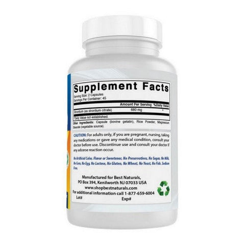 Best Naturals, Strontium, 680 mg, 90 Caps Best Naturals