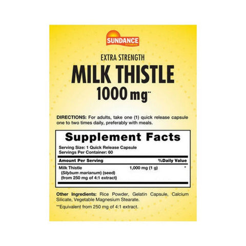 Sundance, Vitamins Milk Thistle Capsules, 1000 mg, 60 Caps Sundance