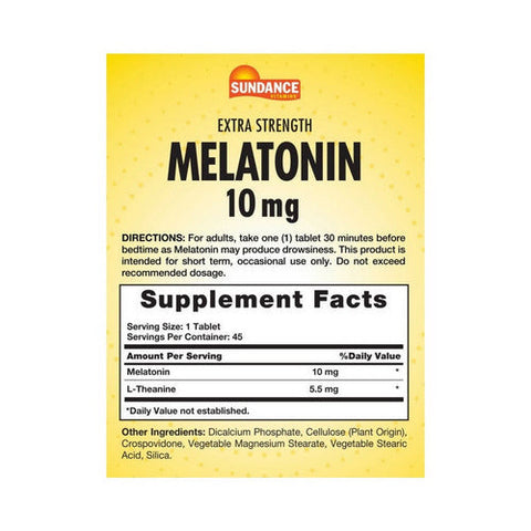 Sundance, Melatonin Tablets, 10 mg, 45 Tabs Sundance