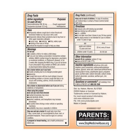 Robitussin, Adult Honey Nighttime Cough Dm Liquid Maximum Strength, 4 Oz Robitussin