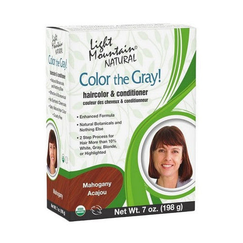 Light Mountain, Color the Gray Natural Haircolor And Conditioner Mahogany, Mahogany 7 Oz Light Mountain