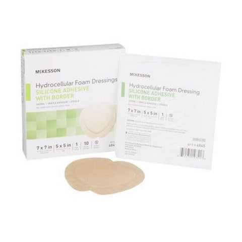 McKesson, Foam Dressing 7 X 7 Inch With Border Film Backing Silicone Gel 4845, 1 Each McKesson