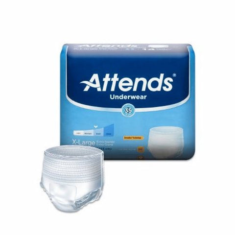 Attends, Unisex Adult Absorbent Underwear Pull On with Tear Away Seams X-Large, Case Of 4 Attends