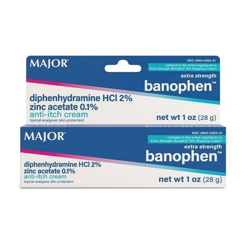 Major Pharmaceuticals, Extra Strength Banophen Itch Relief Strength Cream, 30 Grams Major Pharmaceuticals