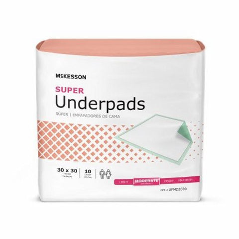Disposable Underpad 30 X 30 Inch Fluff Polymer Moderate Absorbency UPMD3030-100 Case of 100 by McKesson