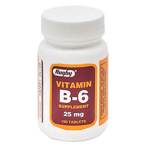 Rugby, Vitamin Supplement Rugby  Vitamin B6 25 mg Strength Tablet 100 per Bottle, 25mg, 100 Rugby