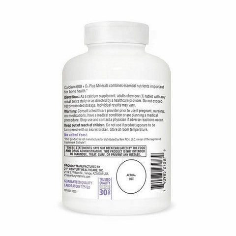 21st Century, Calcium 600 Plus D3 + Minerals Fruit Punch, 75 Chewable Tabs 21st Century