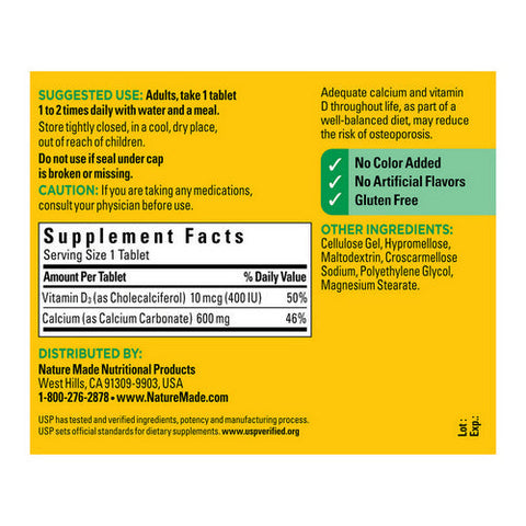 Nature Made, Calcium with Vitamin D, 500 mg, 120 Tabs Nature Made