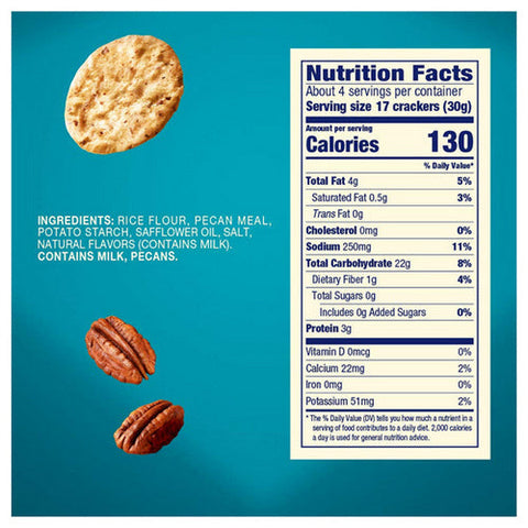 Blue Diamond, Pecan Nut-Thins Rice Cracker Snacks with Pecans, 4.25 Oz(Case Of 12) Blue Diamond