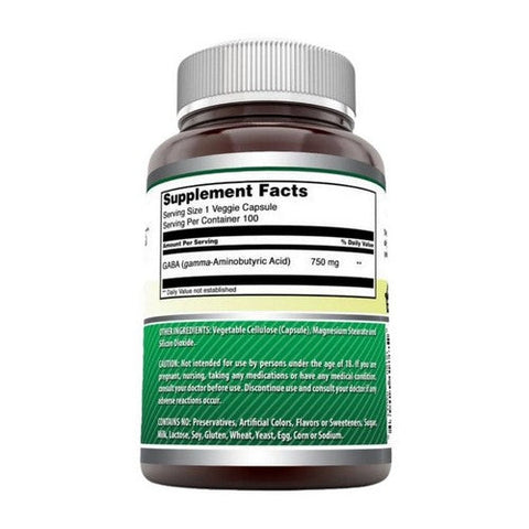 Amazing Nutrition, Amazing Formulas Gaba, 750 Mg, 100 Veg Caps Amazing Nutrition