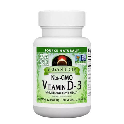 Source Naturals, Vegan True Non-GMO Vitamin D-3, 2,000 IU, 30 VegCaps Source Naturals