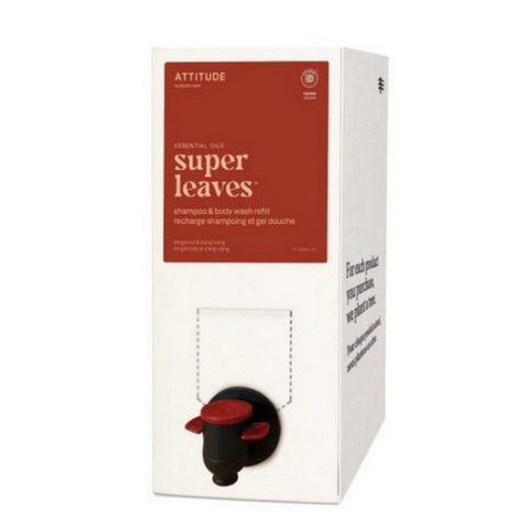 Attitude, Super Leaves Mens 2 In 1 Shampoo And Body Wash Eco Refill Bergamot And Ylang Ylang, 2 Litre