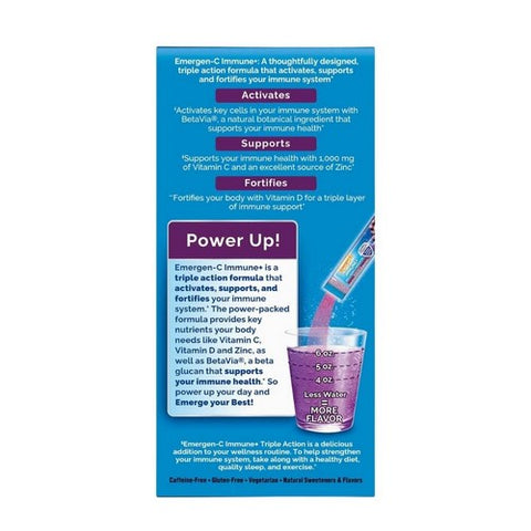 Emergen-C, Elderberry Immune Plus Flavored Fizzy Drink Mix, 18 Count
