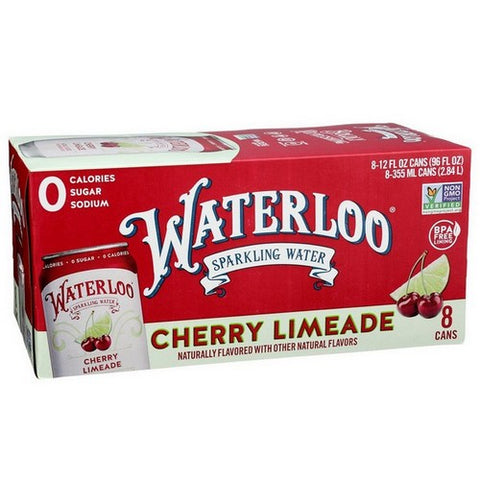 Waterloo Sparkling Water, Sparkling Water Cherry Limeade, 96 Oz (Case Of 3) Waterloo Sparkling Water