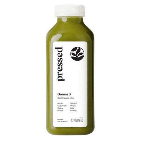 Pressed Juicery, Greens 3 With Ginger Cold Pressed Juice, 12 Oz (Case Of 6) Pressed Juicery