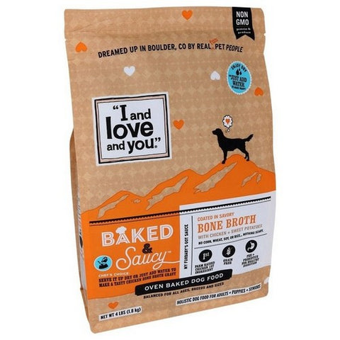 Baked And Saucy Dry Dog Food Chicken Plus Sweet Potato 4 Lbs (Case Of 4) by I And Love And You