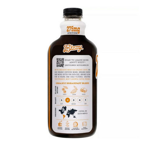 Bizzy Coffee, Organic Cold Brew Coffee Breakfast Blend Unsweetened, 48 Oz (Case Of 6) Bizzy Coffee