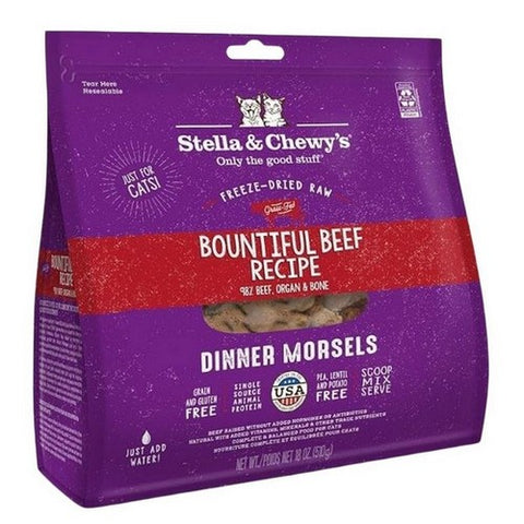 Stella & Chewy's, Freeze-Dried Raw Cat Dinner Morsels Protein Rich Cat & Kitten Food Bountiful Beef, 18 Oz Stella & Chewy's