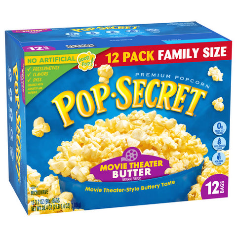 Family Size Premium Movie Theater Butter Popcorn 38.4 Oz (Case Of 4) by Pop Secret