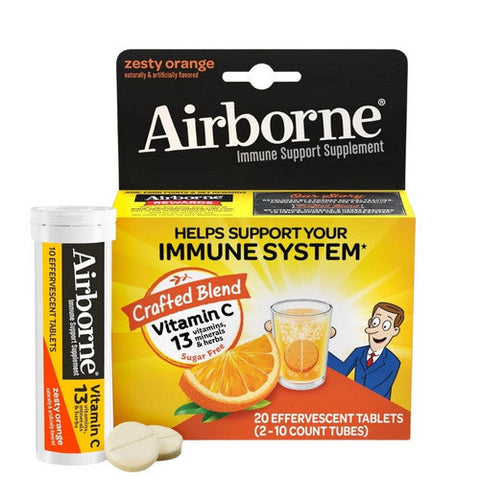 Airborne, Vitamin C Zesty Orange Effervescent Tablets, 20 Coiunt Airborne