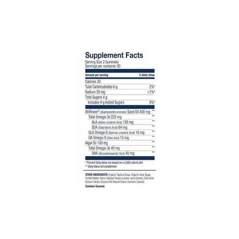 Wiley's Finest, Vegan Omega 3 Adult Gummies Fresh Lemonade, 60 Count