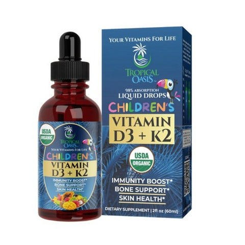 Organic Vitamin D3 And K2 For Kids 2 Oz by Tropical Oasis