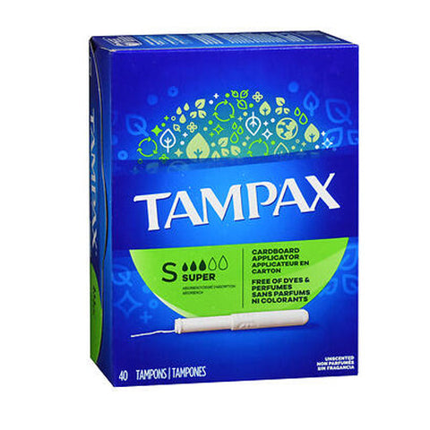 Tampax, Tampons With Flushable Applicator Super Absorbancy, 40 each Tampax