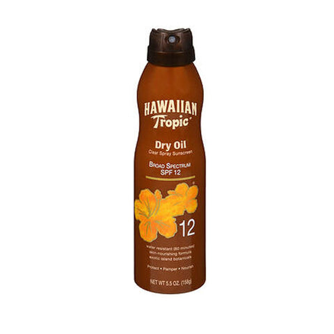 Hawaiian Tropic, Island Tanning Clear spray Sunscreen Coconut Oil SPF 12, 5.5 Oz