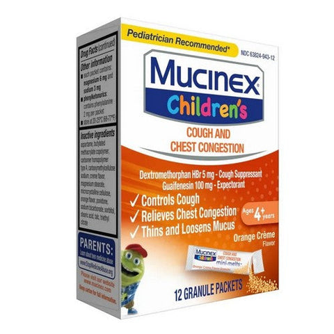 Mucinex, Children'S Cough Mini-Melts Packets Orange Creme, 12 Packets